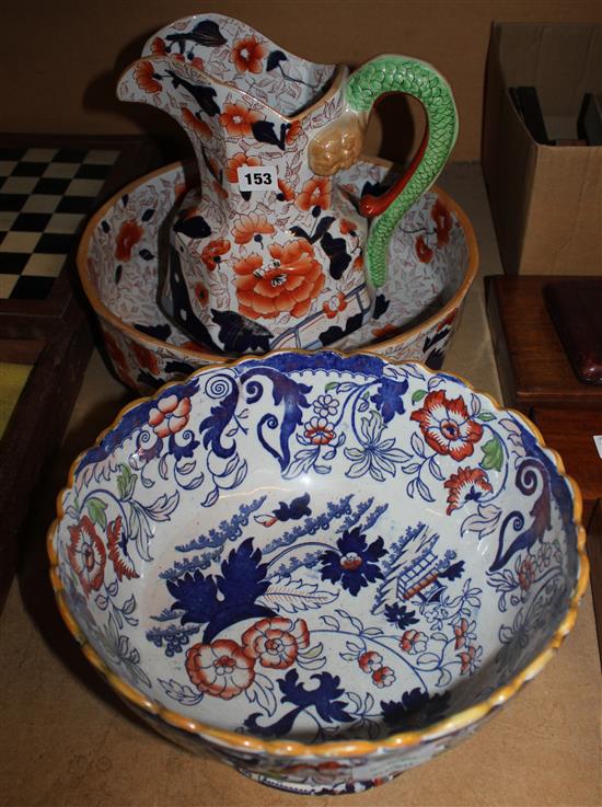 Ironstone jug, basin and bowl